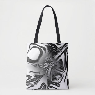 Silver Ink Abstract Tote Bag