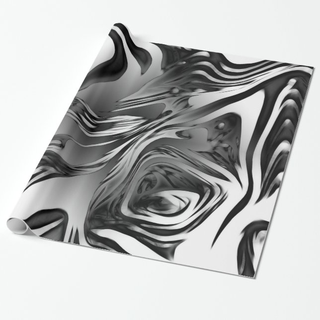 Silver Ink Abstract Wrapping Paper (Unrolled)
