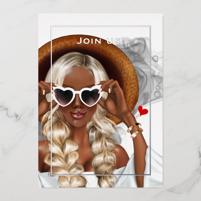 Silver Ink Bachelorette Party Foil Invitation (Front)