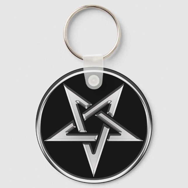 Silver Inverted Pentagram Key Ring (Front)