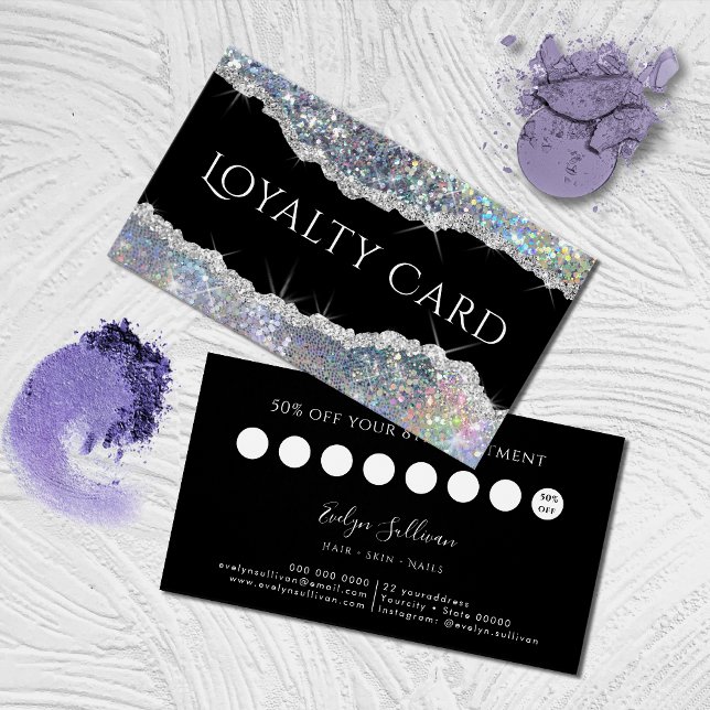 Silver iridescent glitter loyalty card (Creator Uploaded)
