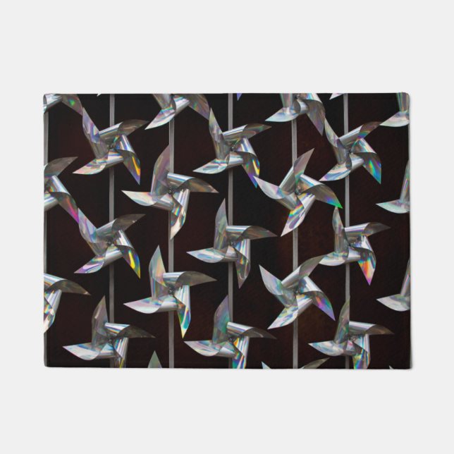 Silver iridescent movement twister windmill  power doormat (Front)