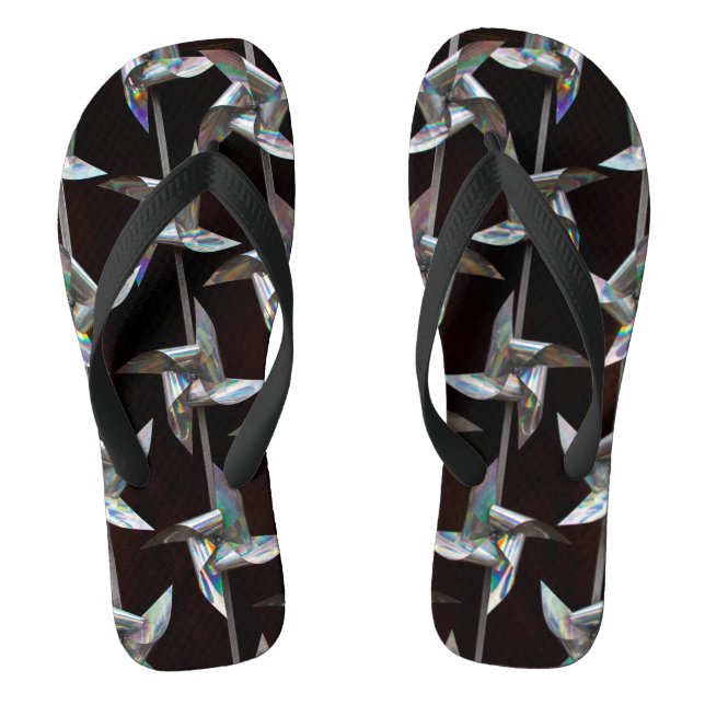 Silver iridescent movement twister windmill  power jandals (Footbed)
