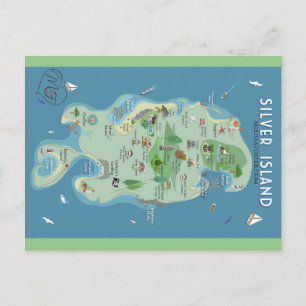 Silver Island Map Postcard