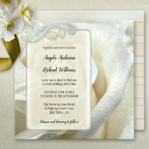 Silver Ivory Rose Wedding Invitation