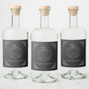 Silver Jack O' Lantern Halloween Liquor Bottle Label