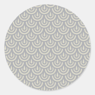 Silver Japanese Fish Scale Pattern Classic Round Sticker