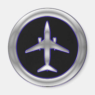 Silver Jet Aircraft Magnet