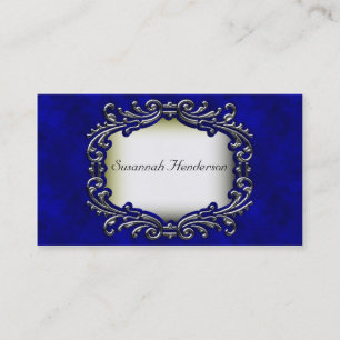 Silver Jewel on Blue Velvet Business Cards