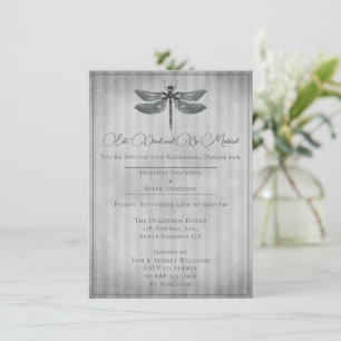 Silver Jewelled Dragonfly Rehearsal Dinner Invitation
