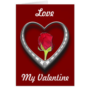 Silver Jewellery Valentine Heart with Red Rose