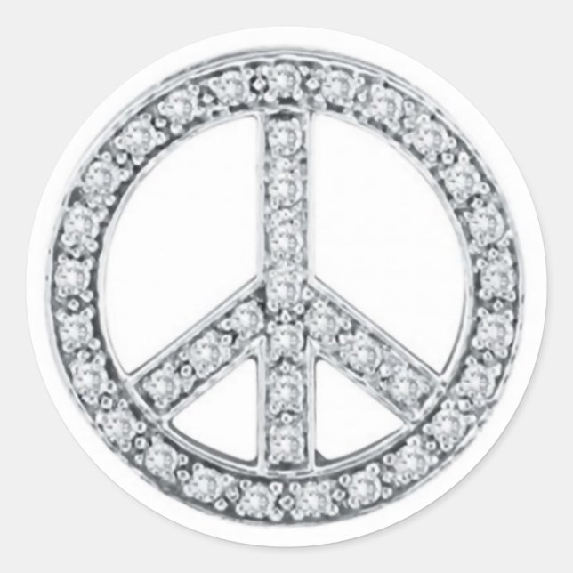 Silver Jewels Peace Sign Classic Round Sticker (Front)