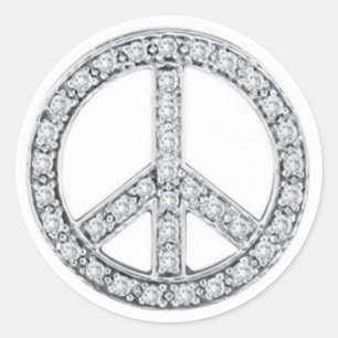 Silver Jewels Peace Sign Classic Round Sticker