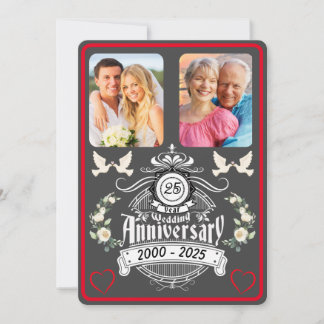 Silver Jubilee 2 Photo 25th Anniversary Invitation