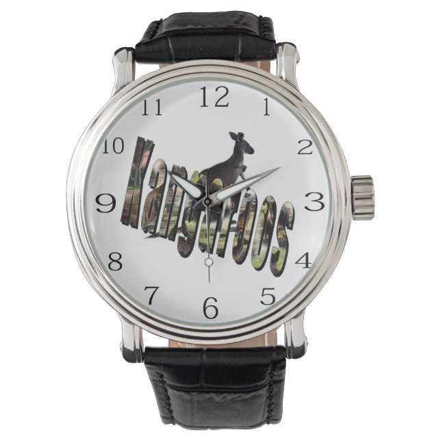 Silver Kangaroo And Kangaroos Logo, Watch (Front)