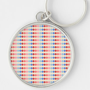 Silver keychain with colourful polka dots
