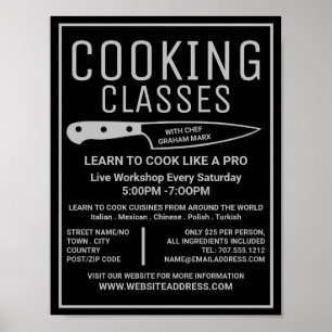 Silver Knife, Gourmet, Cooking Classes Advertising Poster