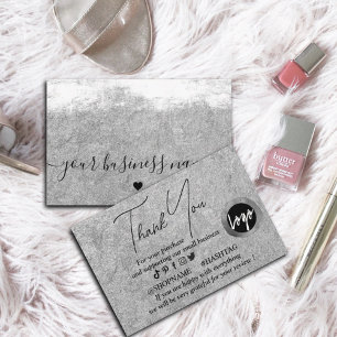 Silver Kraft paper custom logo thank you Business Card