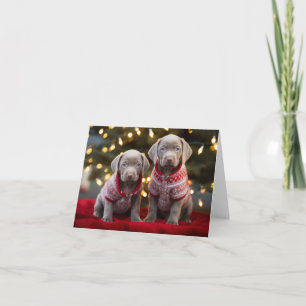 Silver Labrador Puppies Christmas Card