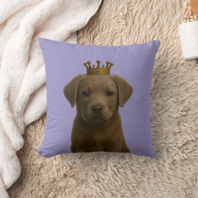 Silver Labrador Puppy in Gold Crown Cute Cushion (Blanket)