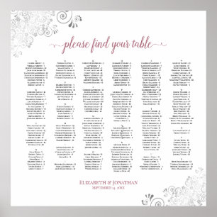 Silver Lace Dusty Rose Alphabetical Seating Chart
