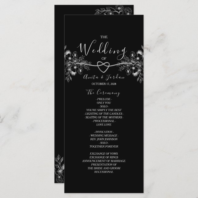 Silver Lace Elegant Black Programme (Front/Back)