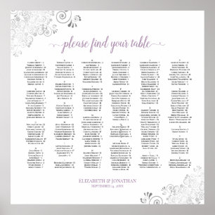 Silver Lace Lavender Alphabetical Seating Chart