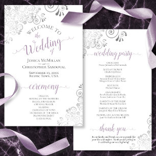 Silver Lace Lavender White Budget Wedding Program