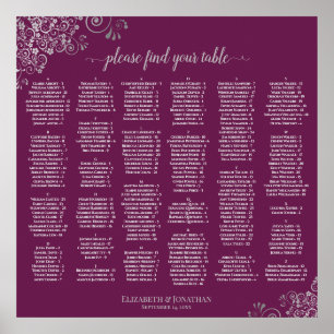 Silver Lace on Cassis Alphabetical Seating Chart