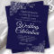 Silver Lace on Navy Blue Budget Wedding Invitation