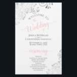 Silver Lace Pink on White Budget Wedding Program<br><div class="desc">These wedding programs are elegant and tasteful, while still being budget friendly. The design features ornate silver grey faux foil lace with blush pink and grey text on a white background. The typography features lacy script calligraphy, and there is room for details on the ceremony, the bridal party, and a...</div>