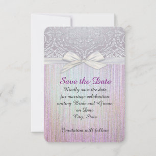 Silver Lace Ribbon Lavender Pastel Save the date