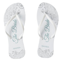 Silver Lace & Teal on White The Bride Wedding