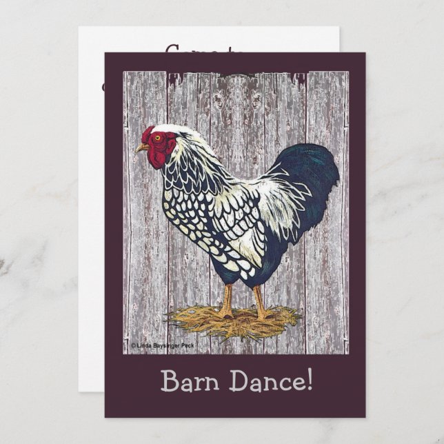 Silver Laced Wyandotte Rooster Invitation (Front/Back)