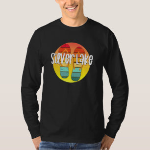 Silver Lake Indiana Retro Flipflop Sunset Graphic T-Shirt