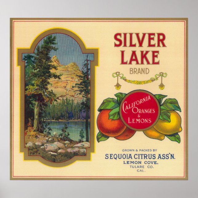Silver Lake Orange LabelLemon Cove, CA Poster (Front)