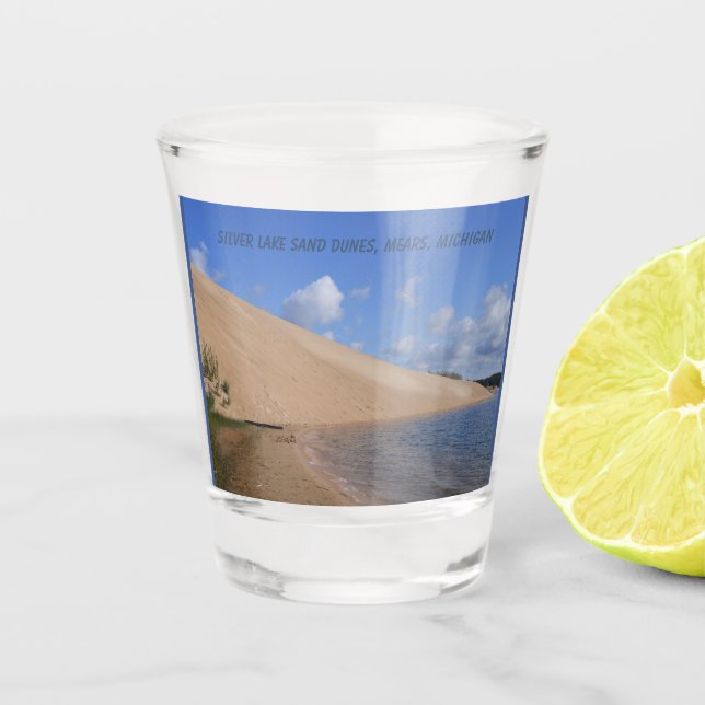 Silver Lake Sand Dunes, Mears, Michigan Shot Glass (Front)