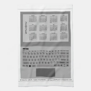 Silver Laptop Keyboard 2025 Calendar On Screen Tea Towel