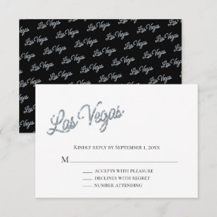 Silver Las Vegas Sparkles Wedding RSVP Invitation