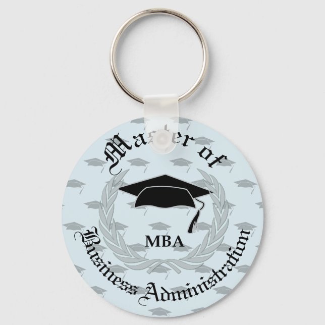 Silver Laurel Wreath MBA Graduation Key Ring (Front)