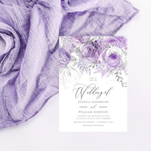 Silver & Lavender Enchanted Floral Wedding Invitation
