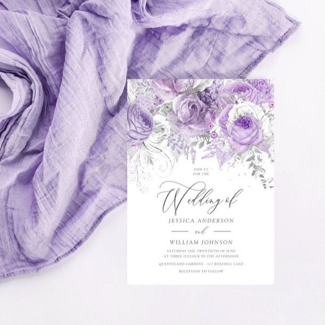 Silver & Lavender Enchanted Floral Wedding Invitation (Creator Uploaded)