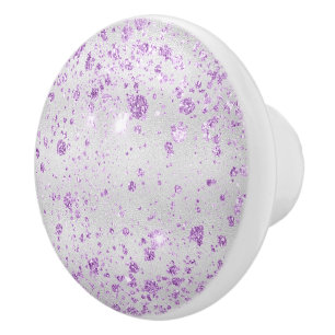 Silver lavender glitter elegant ceramic knob