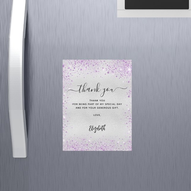 Silver lavender glitter thank you card (Creator Uploaded)