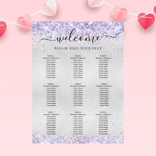 Silver lavender lilac confetti seating chart