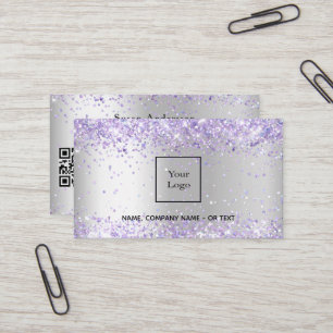 Silver Lavender QR code Business Card