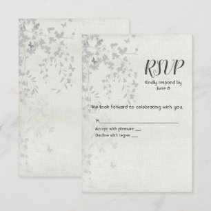 Silver Leaf and Butterfly RSVP Card