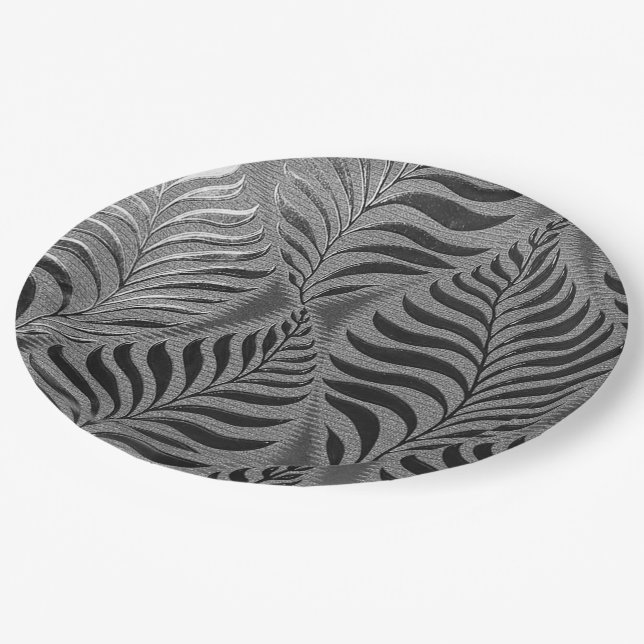  Silver Leaf Motif Paper Plate (Angled)