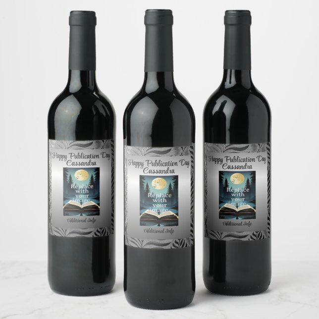 Silver Leaf Motif Wine Label (Bottles)