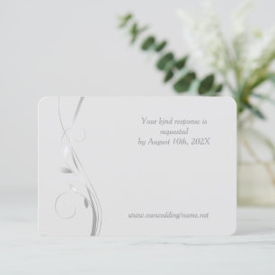 Silver Leaf Swirl Pale Grey Wedding RSVP Card